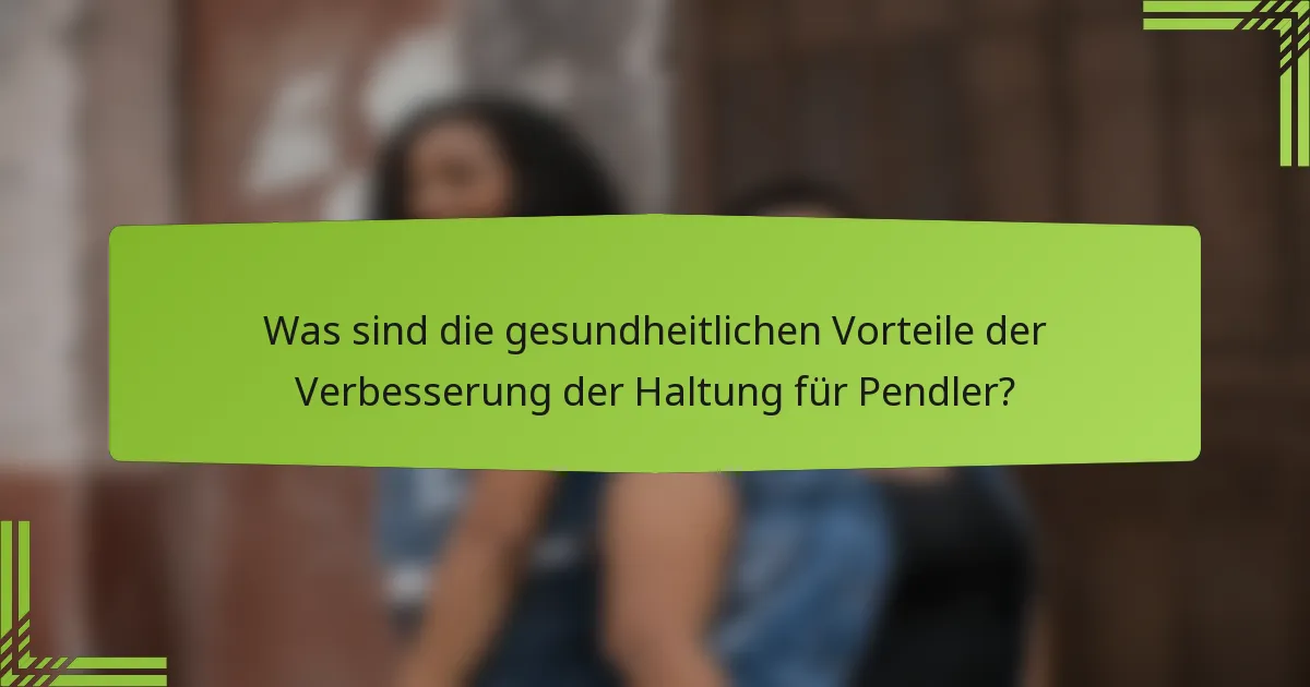 Was sind die gesundheitlichen Vorteile der Verbesserung der Haltung für Pendler?