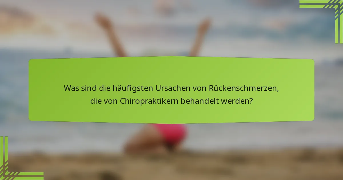 Was sind die häufigsten Ursachen von Rückenschmerzen, die von Chiropraktikern behandelt werden?