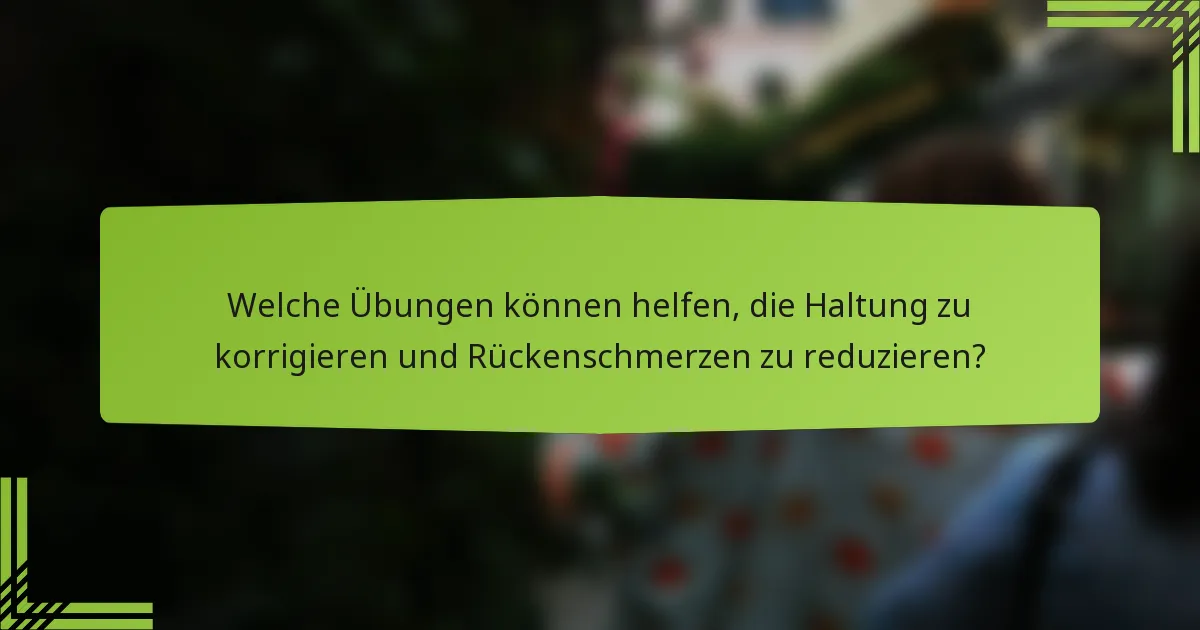 Welche Übungen können helfen, die Haltung zu korrigieren und Rückenschmerzen zu reduzieren?