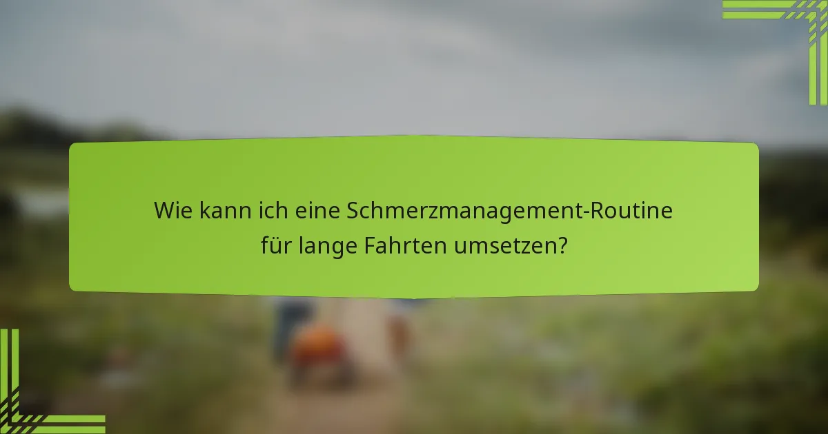 Wie kann ich eine Schmerzmanagement-Routine für lange Fahrten umsetzen?