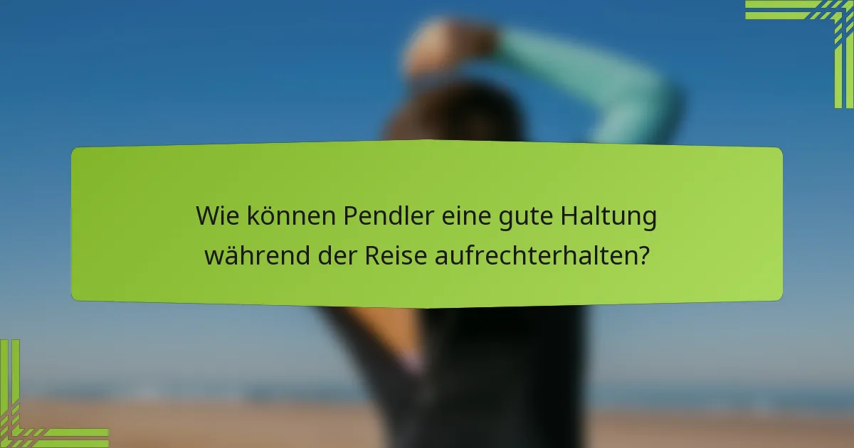 Wie können Pendler eine gute Haltung während der Reise aufrechterhalten?